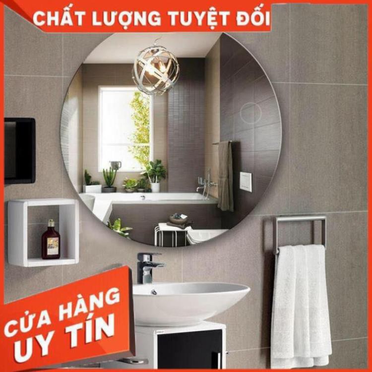 gương tròn hoàng kim kích thước tròn 50cm  soi nhà tắm bàn trang điểm treo tường hoặc dán  - guonghoangkim mirror D50