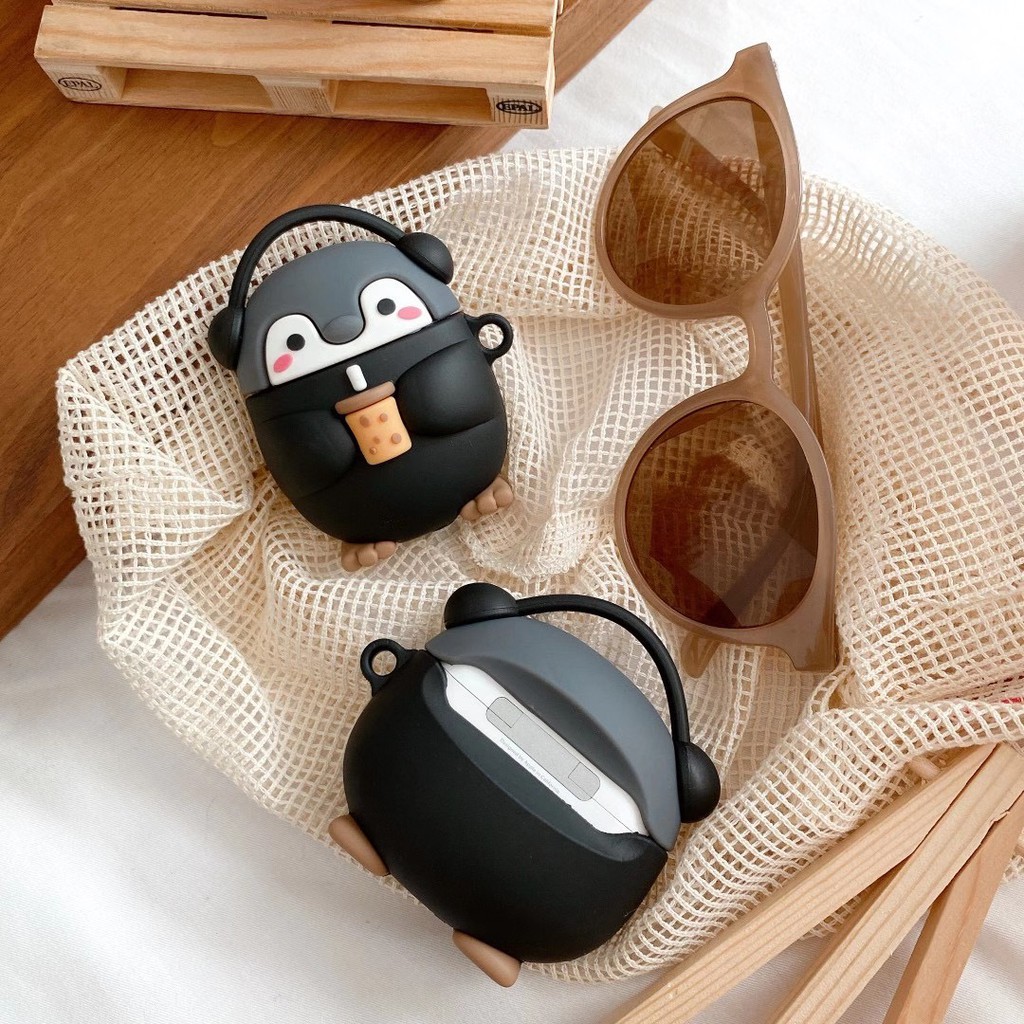 Vỏ Bảo Vệ Hộp Sạc Tai Nghe Airpods 1 / 2 / Pro Hình Chú Chim Cánh Cụt Dễ Thương