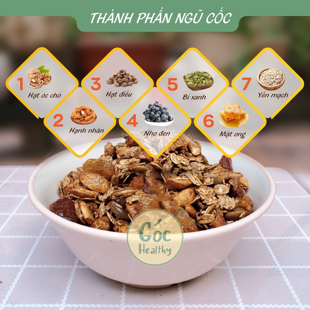 Combo Granola MẬT ONG + CHOCOLATE ngũ cốc ăn kiêng giảm cân - Góc healthy