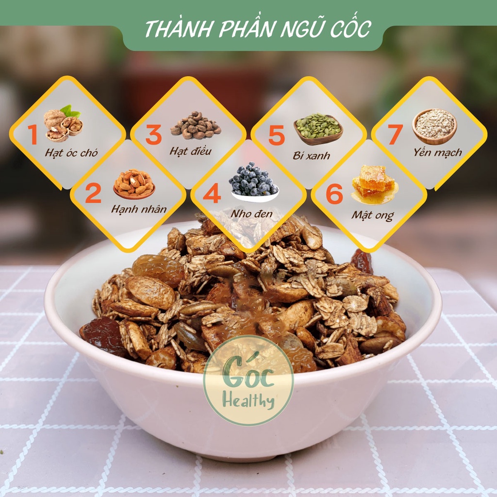 Combo Granola MẬT ONG + CHOCOLATE ngũ cốc ăn kiêng giảm cân - Góc healthy