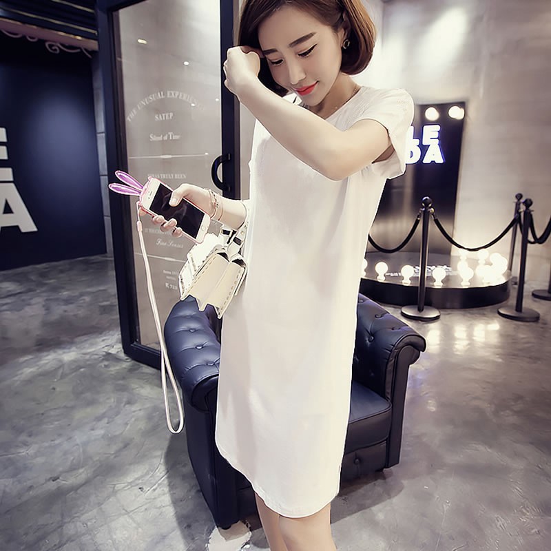 Đầm ngủ tay ngắn màu trắng thanh lịch thời trang mùa hè dành cho nữ