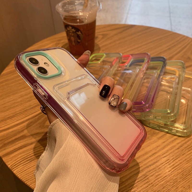 Ốp Điện Thoại Màu Gradient 3 Trong 1 Chống Sốc Cho iPhone 14 13 12 11 Pro Max Mini XS XR X 8 7 Plus + SE 2020