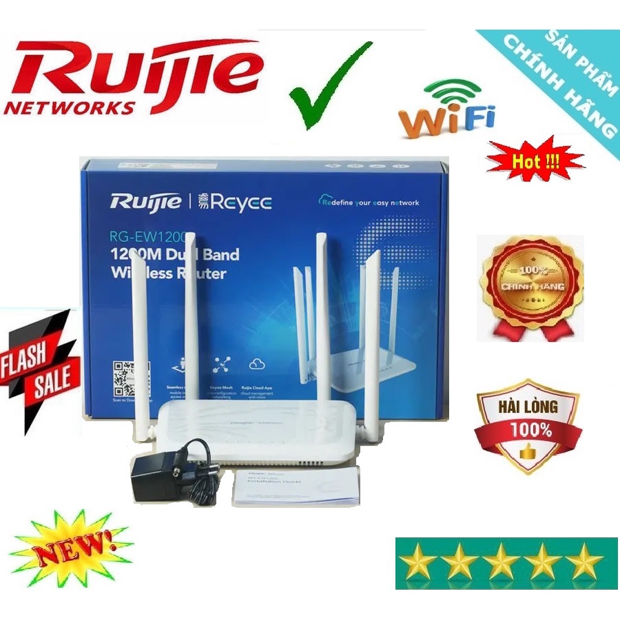 Bộ Phát WiFi Router Ruijie RG-EW1200 Băng Tần Kép Chuẩn AC1200Mbps