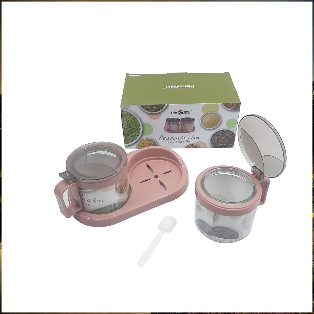 [ Ảnh Thật ] Bộ đôi gia vị thủy tinh nắp lật - Bộ gia vị thủy tinh có thìa | BigBuy360 - bigbuy360.vn