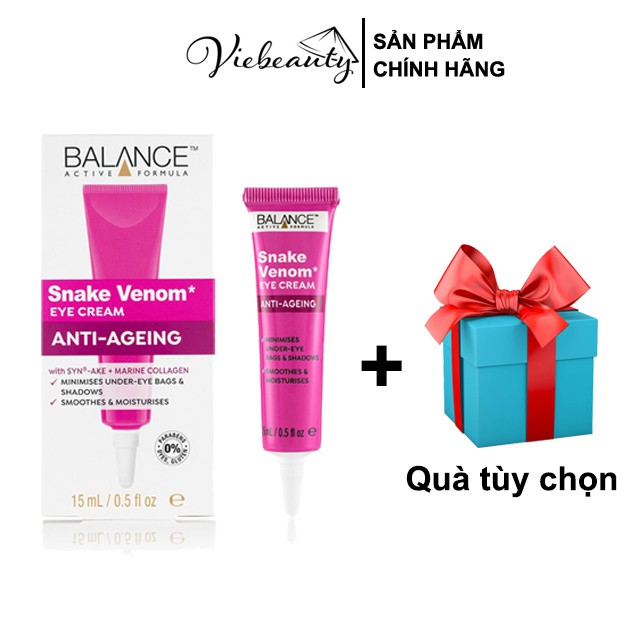 Kem Dưỡng Mắt Nọc Rắn Balance Giúp Giảm Thâm Và Tái Tạo Vùng Da Mắt Active Formula Snake Venom 15ml - Khongcoson