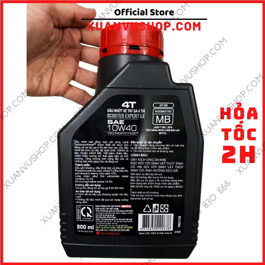 Nhớt xe tay ga Motul Scooter 10W40 LE 800 ml Gear Oil 80W90 120ml nhớt hộp số Vario Vision Nouvo SH Lead XUANVUSHOP