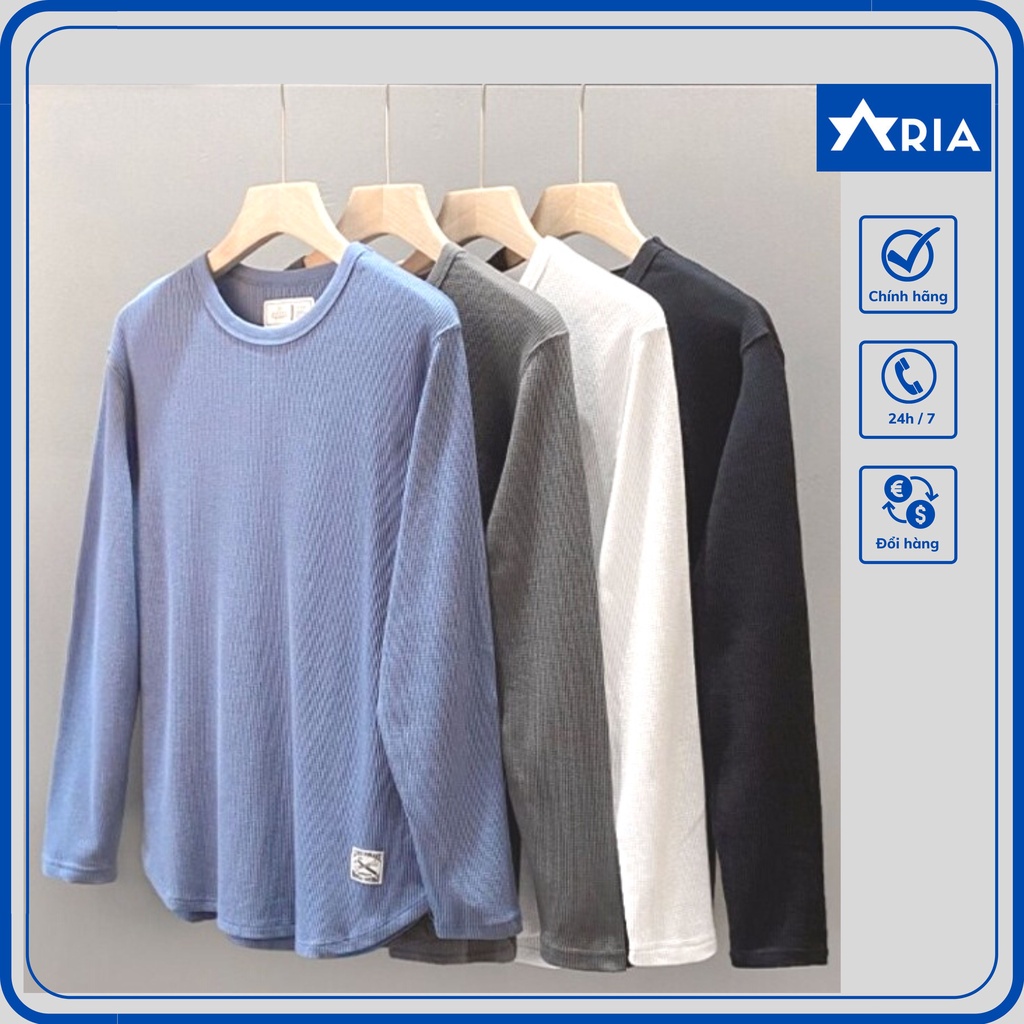 Áo thun nam tay dài chất vải tổ ong dầy dặn ấm áp form rộng cổ tròn Aria Men - ATN 4X