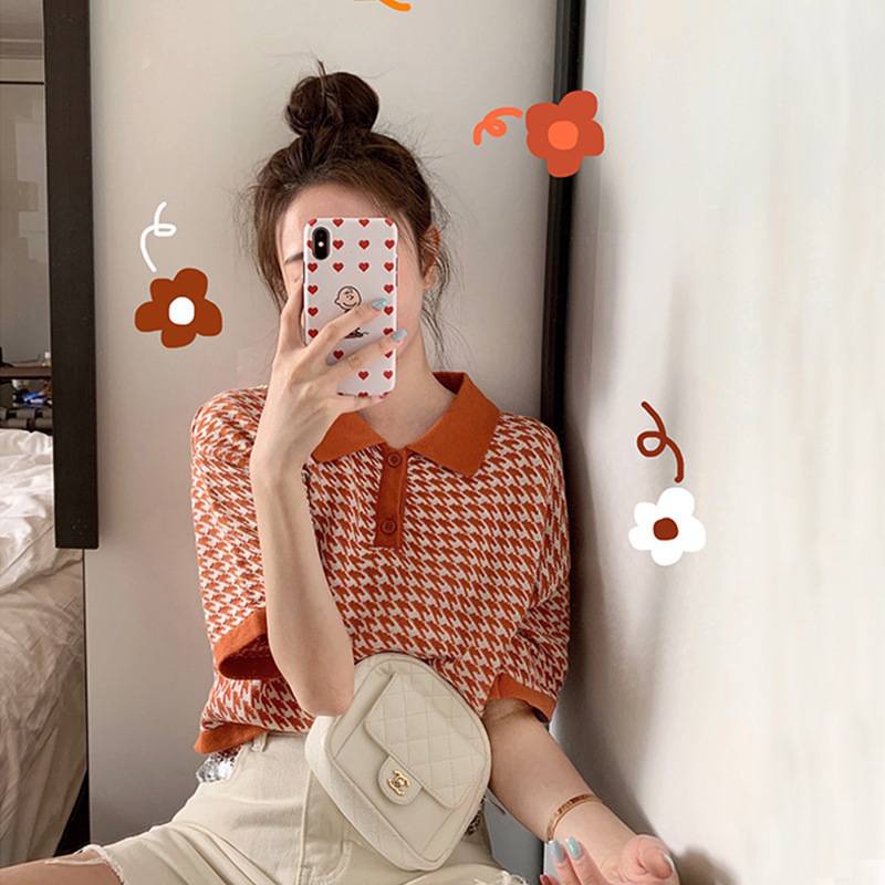Áo Thun Polo Ngắn Tay Họa Tiết Sọc Caro Phong Cách Hàn Quốc Cổ Điển Thời Trang Cho Nữ 2021 | BigBuy360 - bigbuy360.vn