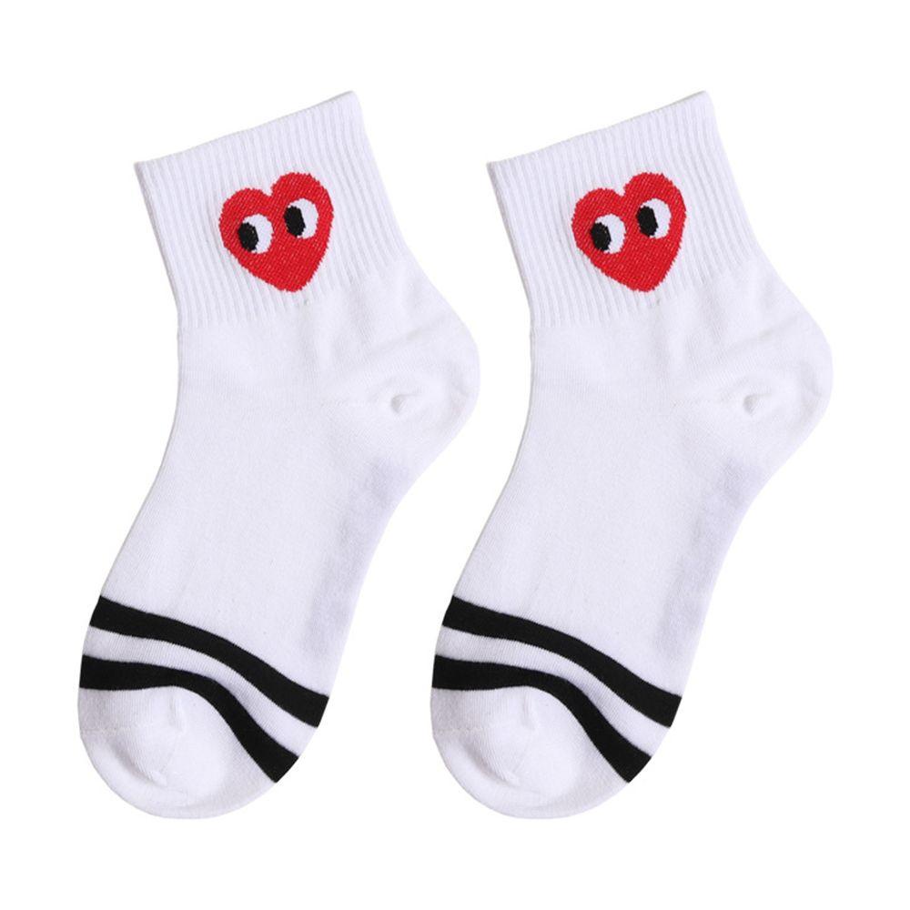 Vớ Cotton Mềm Mại Họa Tiết Trái Tim Màu Trắng Đen Phong Cách Hàn Quốc Cho Nữ