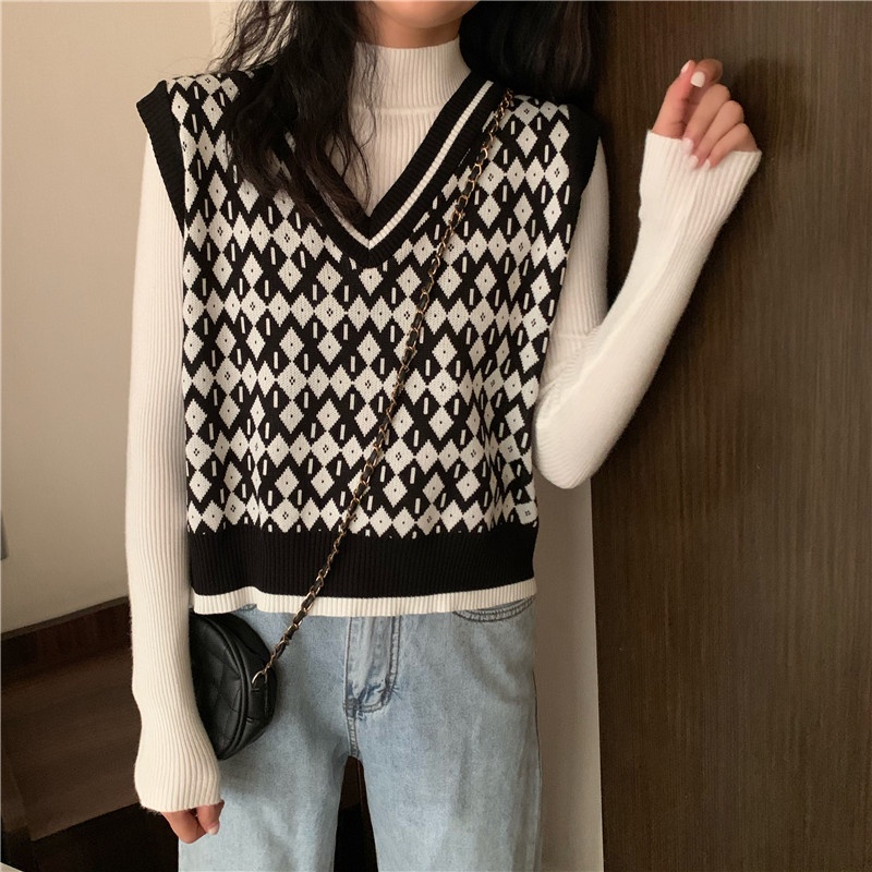 Áo Dệt Kim Sát Nách Phong Cách Retro Hàn Quốc Mới