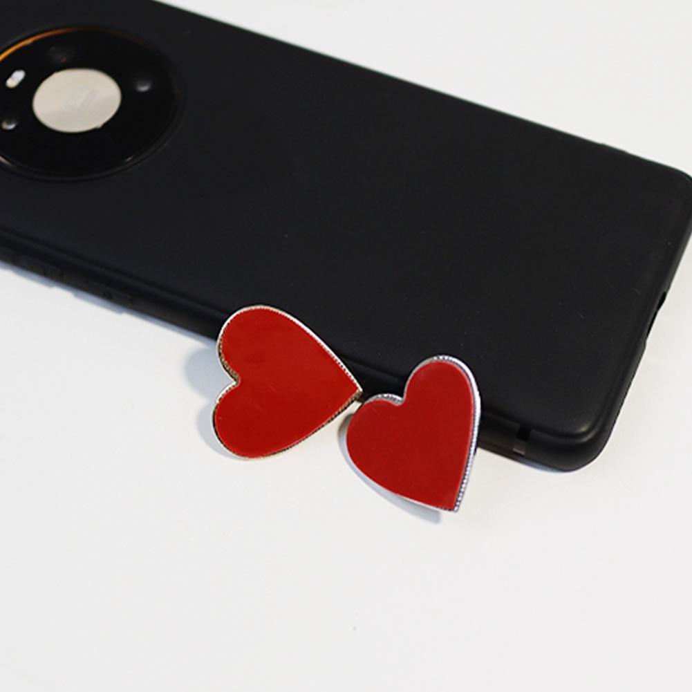 Móc khóa kim loại hình trái tim/ vuông diy gắn ốp điện thoại H1U6
