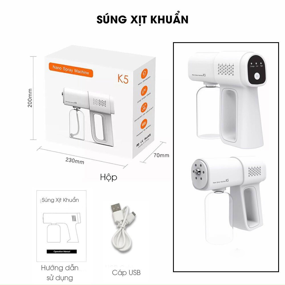 Máy phun khử trùng, khử khuẩn cầm tay Nano K5