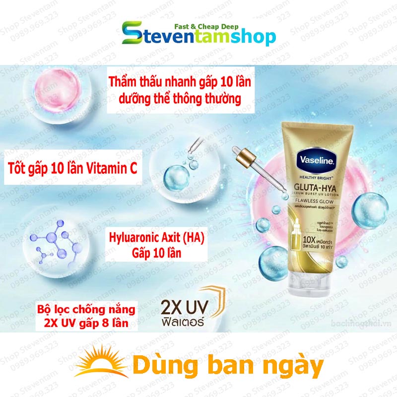 Dưỡng thể Vaseline Gluta Hya mới