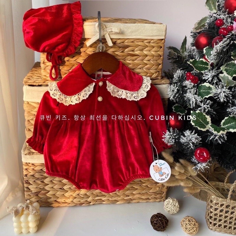 Tổng hợp body nhung đỏ cho bé