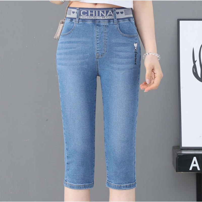 Quần jeans Lửng Lưng Thun Thời Trang Dành Cho Nữ