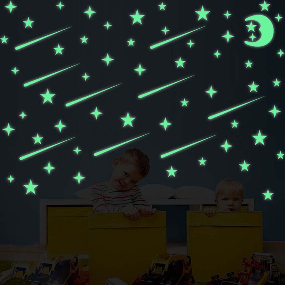 Đề Can Dán Trần Nhà Họa Tiết Ngôi Sao Dạ Quang Trang Trí Phòng Ngủ Cho Bé