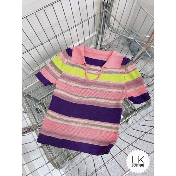 Áo len sọc cổ bẻ A140k