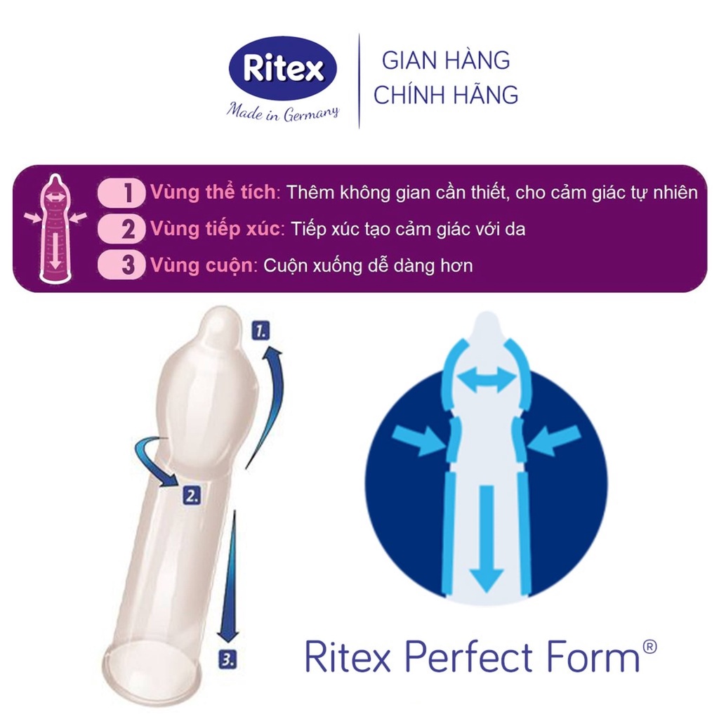 Bao cao su Ritex Lust gân &amp; gai RL001 - Hộp 3 chiếc