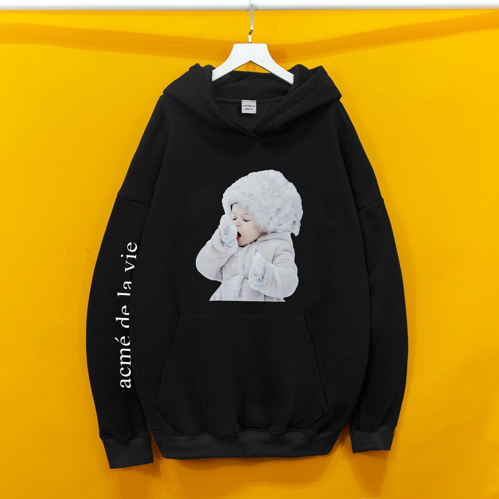 Áo nỉ hoodie ADLV EM BÉ TUYẾT Hogoto shop , Áo nỉ hoodie unisex nam nữ form rộng oversize chất liệu Cotton