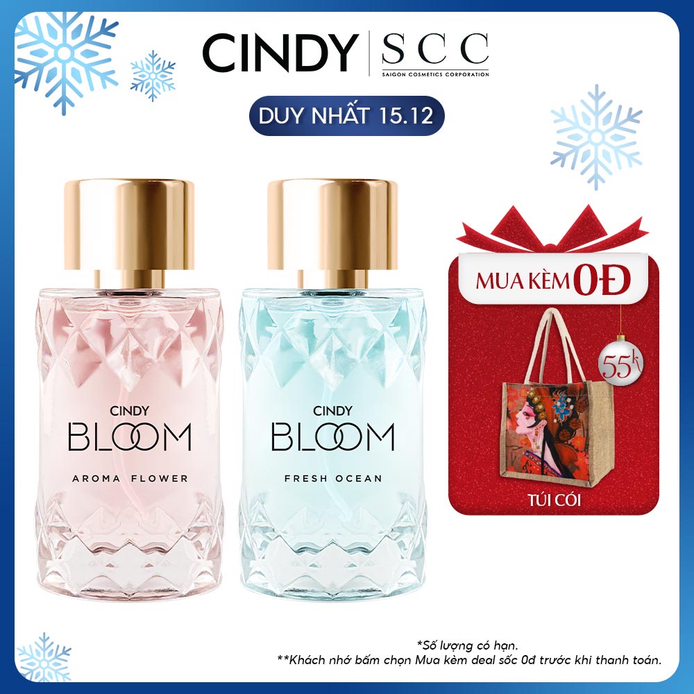 [Mã FMCGMALL giảm 8% đơn 250K] Combo nước hoa Cindy Bloom Aroma Flower 50ml + nước hoa Cindy Bloom Fresh Ocean 50ml
