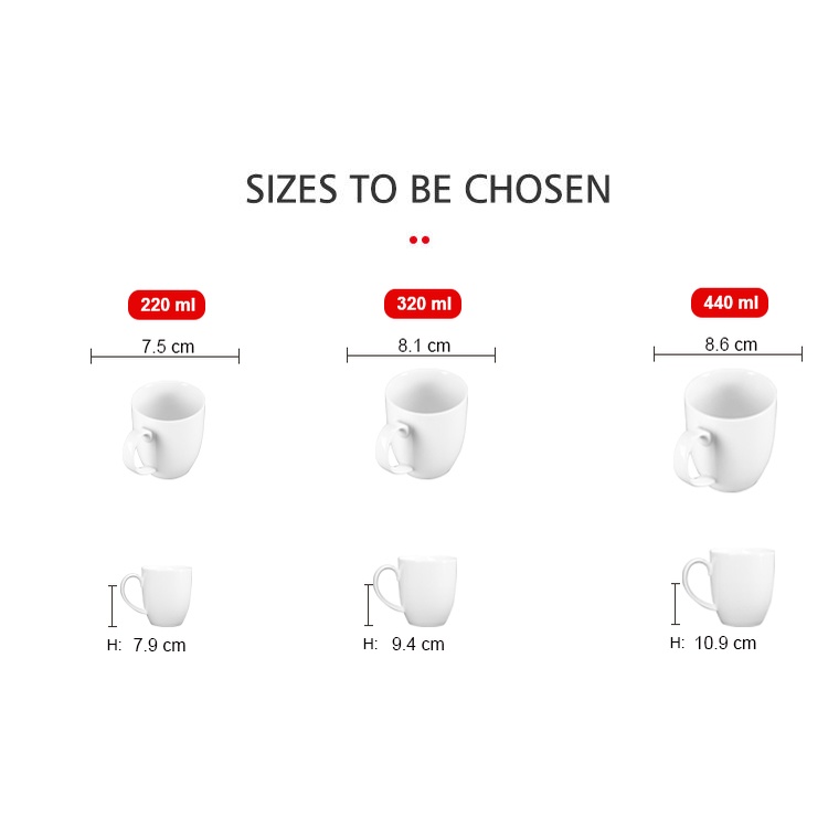 Ca Long Phương bầu bằng sứ trắng - Dùng uống nước cho văn phòng - Dung tích 220ml đến 440ml