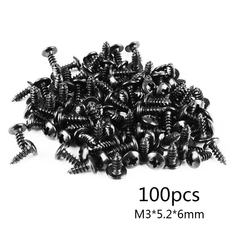 ♡♡♡ 100PCS M3 Black Steel Pan Oval Head Cutting Screws Round Head Self Tapping Thread Kit for 3D Printer Parts Accessories