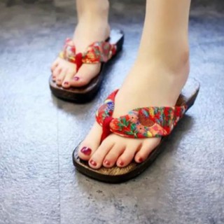 (CÓ SẴN) Guốc Gỗ Nữ Nhật Bản, Guốc Geta gỗ đế phẳng quai chữ Y phong cách Nhật Bản thoải mái dành cho nữ