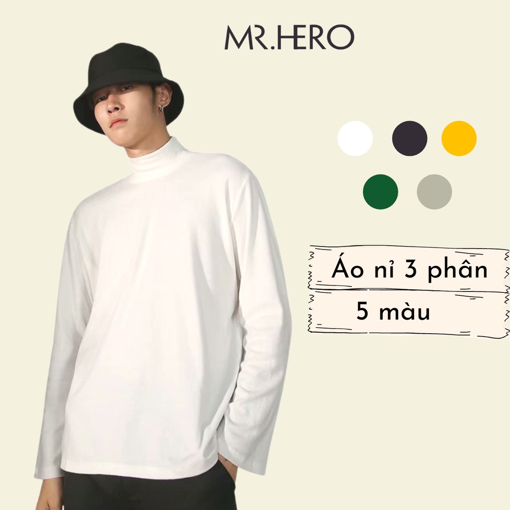 Áo nỉ thun sweater unisex dài tay cổ lọ 3 phân AN03 M.RO phong cách Hàn Quốc chất liệu cotton borip -  MrHero