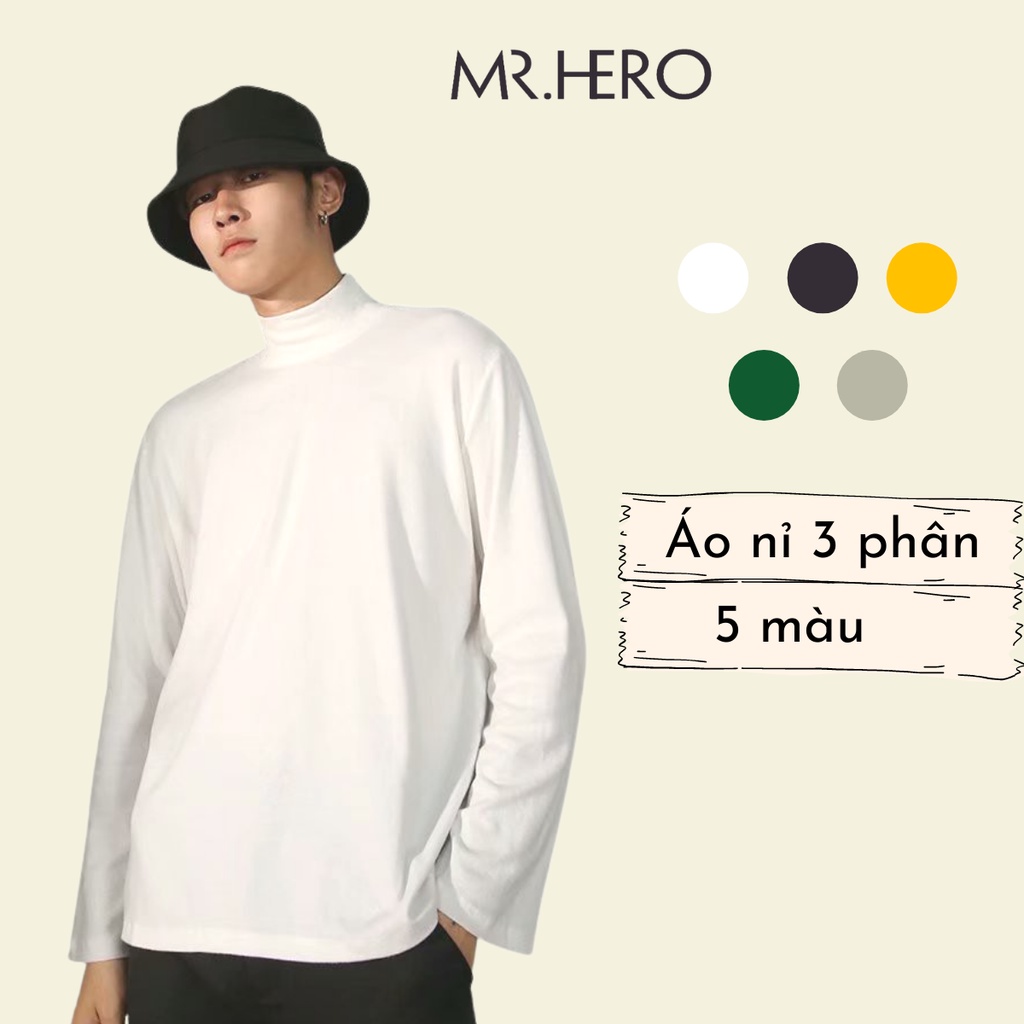 Áo nỉ thun unisex dài tay cổ lọ 3 phân AN03, Áo Sweater nam phong cách Hàn Quốc chất liệu cotton borip -  MrHero