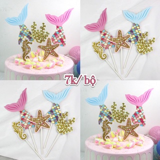 Set cắm đuôi cá kim tuyến trang trí bánh sinh nhật