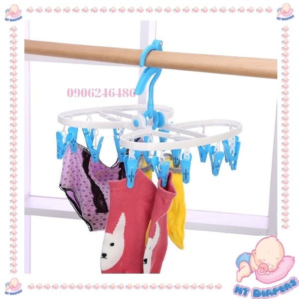 Móc Chùm Phơi Đồ Baby, Tã, Đồ Nhỏ, Quần Lót 24 Kẹp, 32 Kẹp