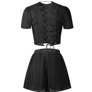 (SẴN) Set ren croptop đan lưng sexy (ảnh thật)