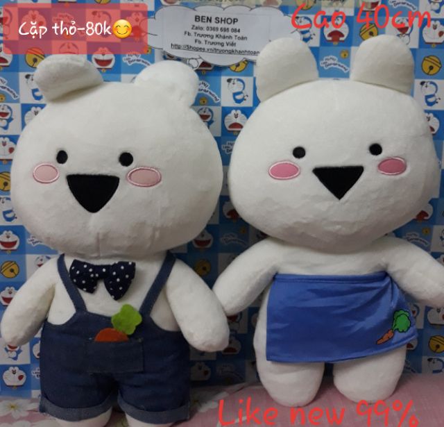 Bạn thỏ trắng tinh, cực xinh, đeo tạp dề cà rốt cao 40cm y hình, like new 99,99%🐰🐾🐾🐾🐰