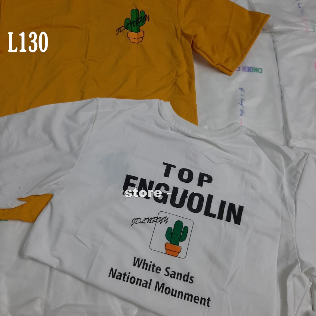 Áo thun 𝑭𝒓𝒆𝒆𝒔𝒉𝒊𝒑 Áo phông form rộng Unisex L130, mặc lớp, nhóm, cặp, in hình cây xương rồng chữ TOP ENGUOLIN