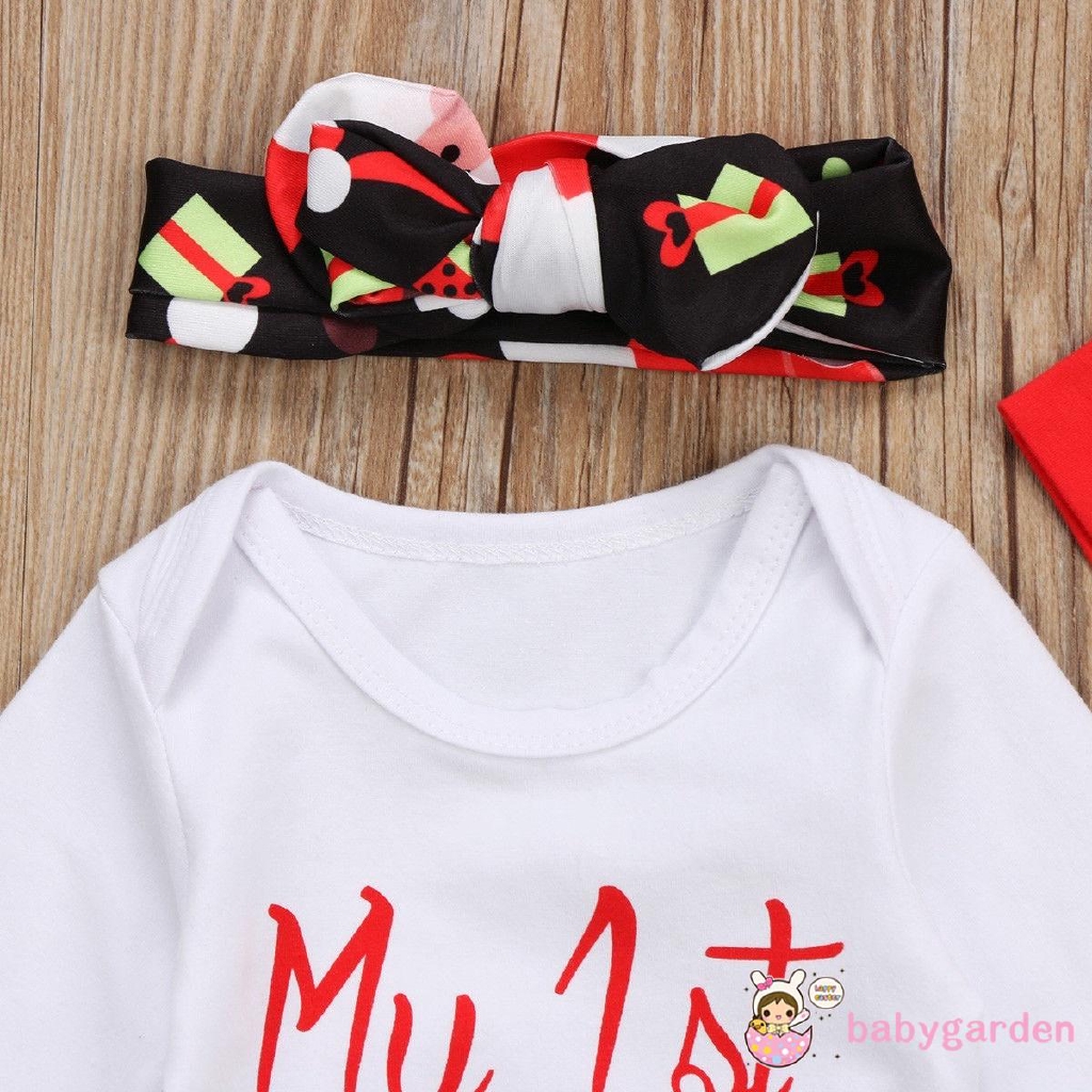 Christmas Newborn Baby Boy Girl Santa Tops Romper Bodysuit Pants Hat Outfits Set
