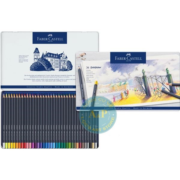 [Lộc'sArtStore] Chì màu khô Faber Castell 12, 24, 36, 48 Màu Hộp Thiếc