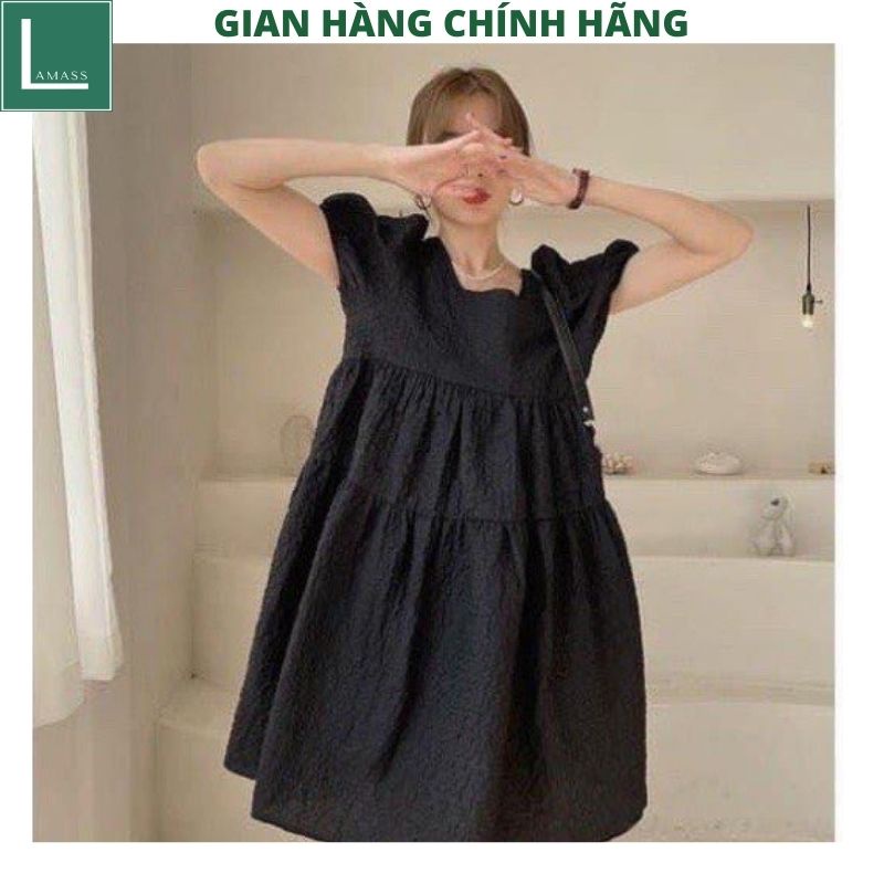 Đầm babydoll nữ công chúa nơ sau chất gấm sốp kiểu dáng hàn quốc ,tiều thư bánh bèo vintage ulzzang -LAMASS