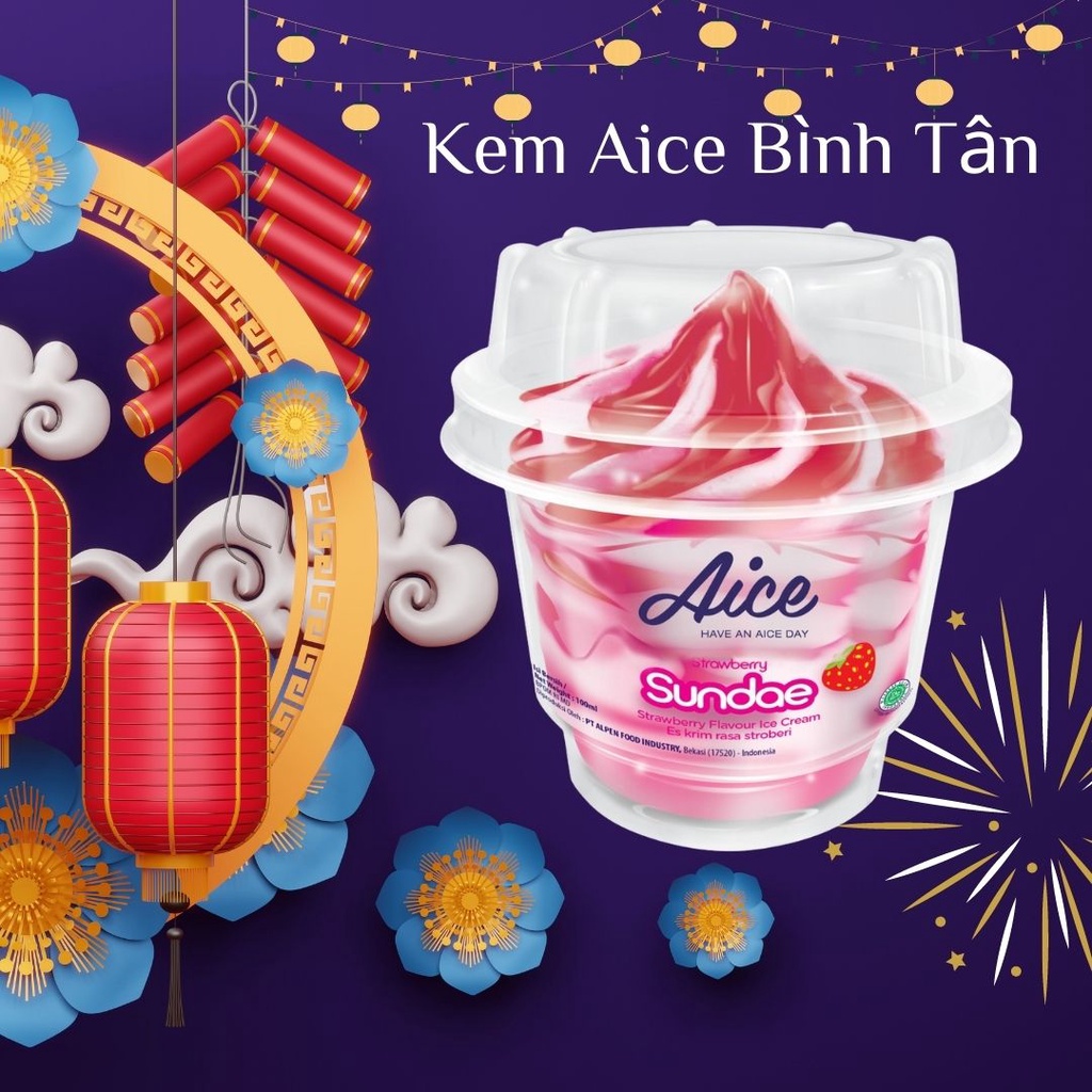 Kem ly dâu thơm ngon mát lạnh nhập khẩu trực tiếp từ Indonesia - Thương hiệu kem Aice nổi tiếng ngon giá rẻ