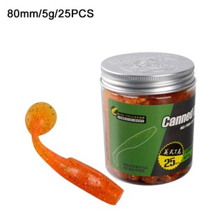 [MỒI NHẠY] Bộ 25 mồi mềm jig head Canned 8cmx5g, mồi mềm câu lure cá lóc chẽm cá tráp hiệu quả, mồi giả câu cá chuối