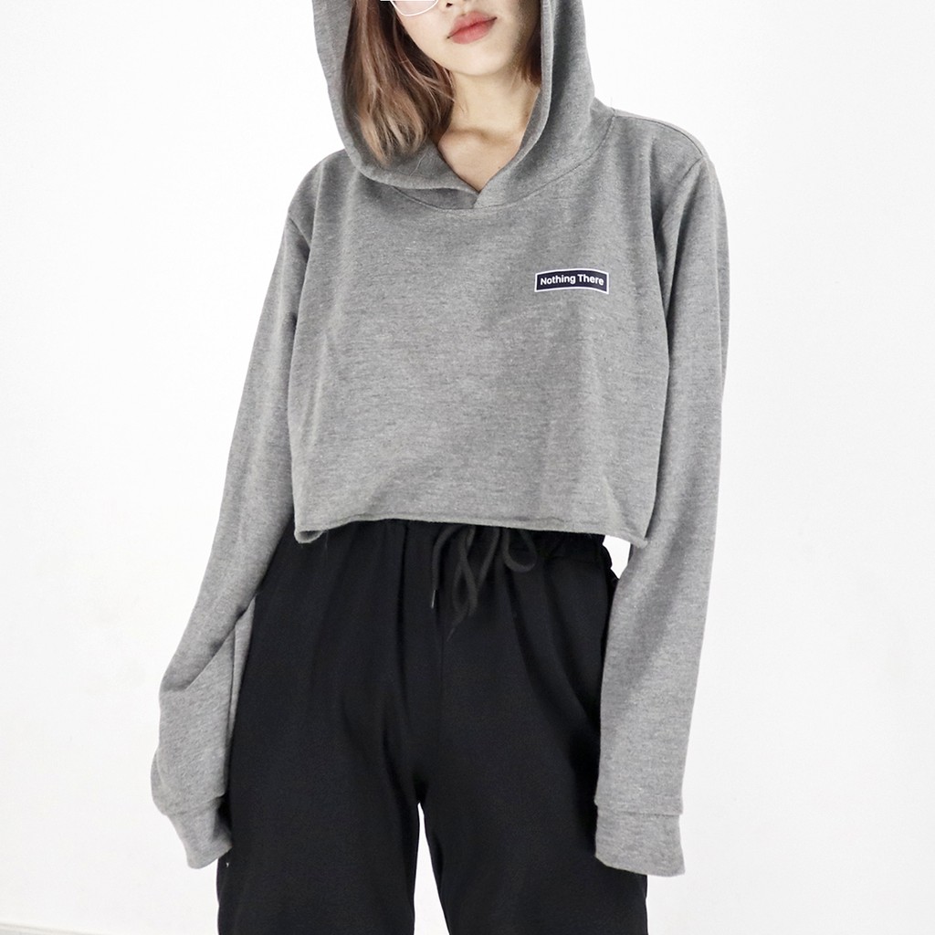 Áo croptop nữ kiểu dáng hoodie tay dài có mũ thời trang Miix - MC001