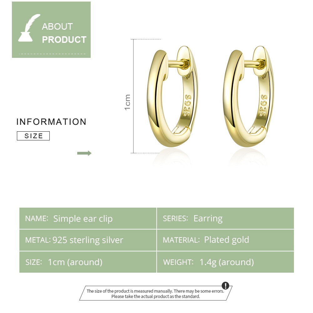 Cặp bông tai BAMOER bạc 925 thời trang đơn giản dành cho nữ