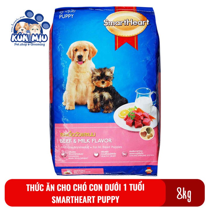 Thức ăn cho chó con dưới 1 tuổi Smartheart Puppy bao 8kg