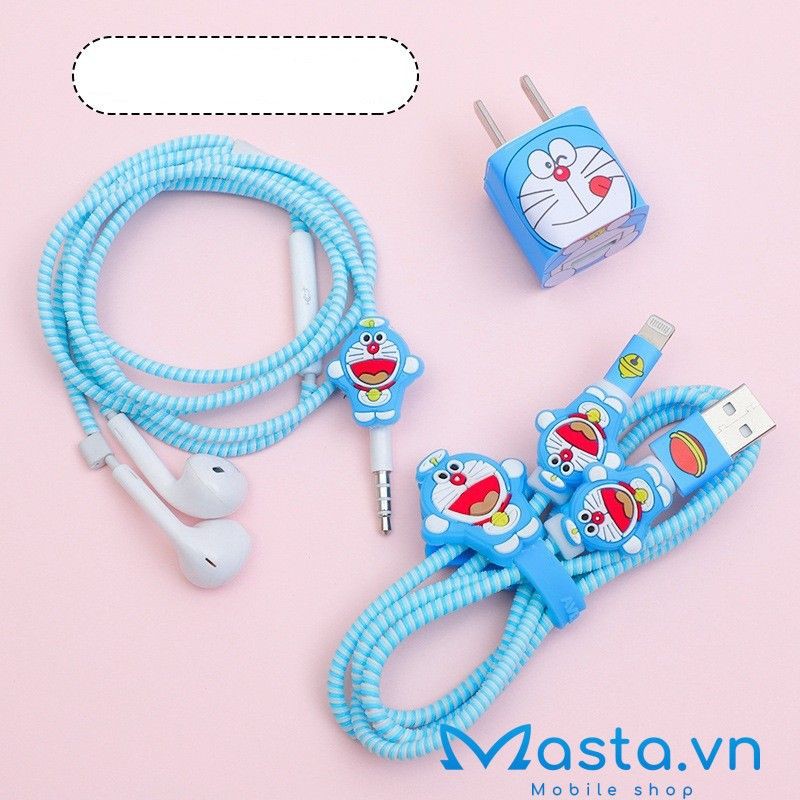 Bộ Decal Dán - Dây Quấn - Nút Bảo Vệ Dây sạc, tai nghe hình hoạt hình