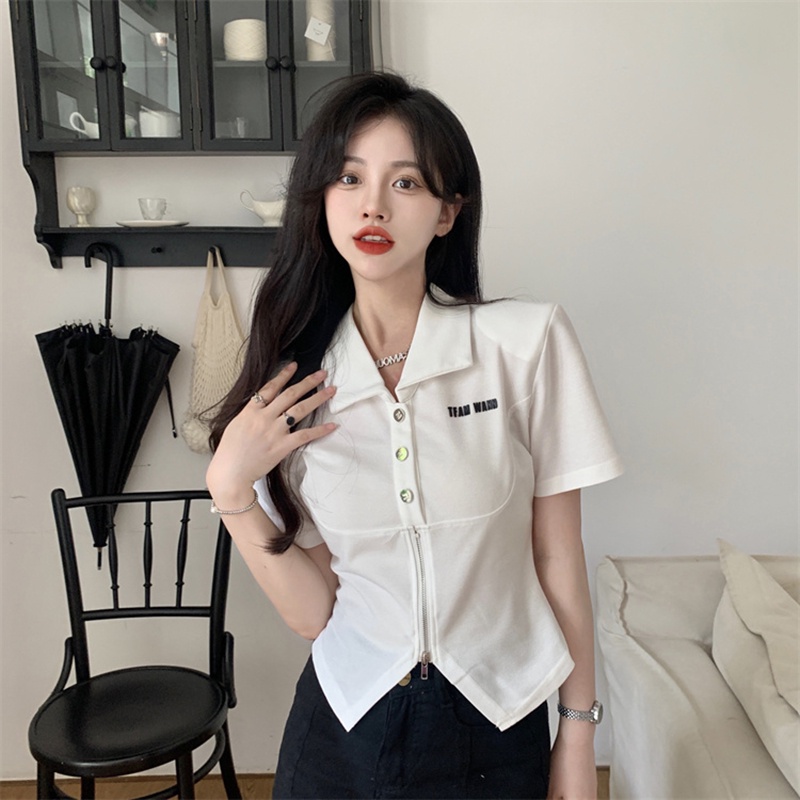 Áo Thun Tay Ngắn Cổ POLO Phong Cách Hàn Quốc Thời Trang Cho Nữ