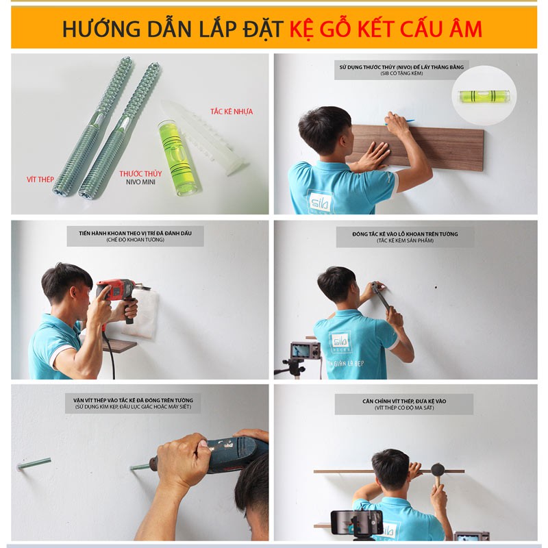 Kệ Gỗ Treo Góc Tường Trang Trí 5 Tầng Thông Minh Màu Vân Gỗ Sồi SIB Decor, Tặng Kèm Phụ Kiện Và Hướng Dẫn Lắp Đặt