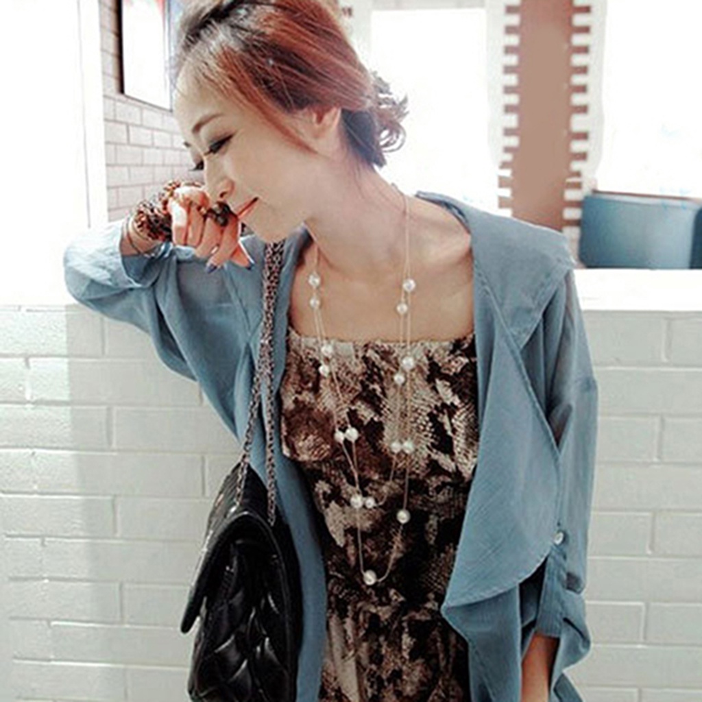 Dây chuyền thời trang dáng dài đính ngọc trai giả đẹp mắt