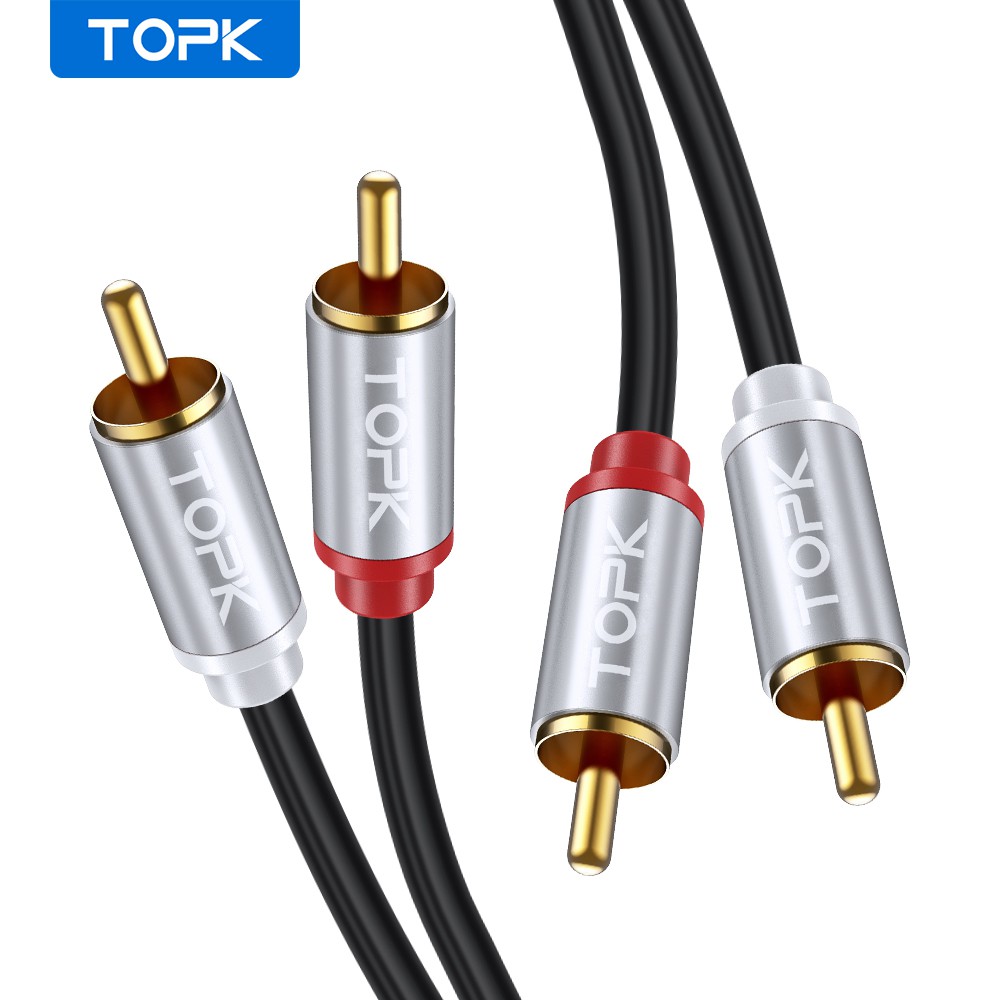 Cáp Âm Thanh TOPK L21 Nối 2 Giắc Cắm RCA Mạ Vàng Chuyên Dụng