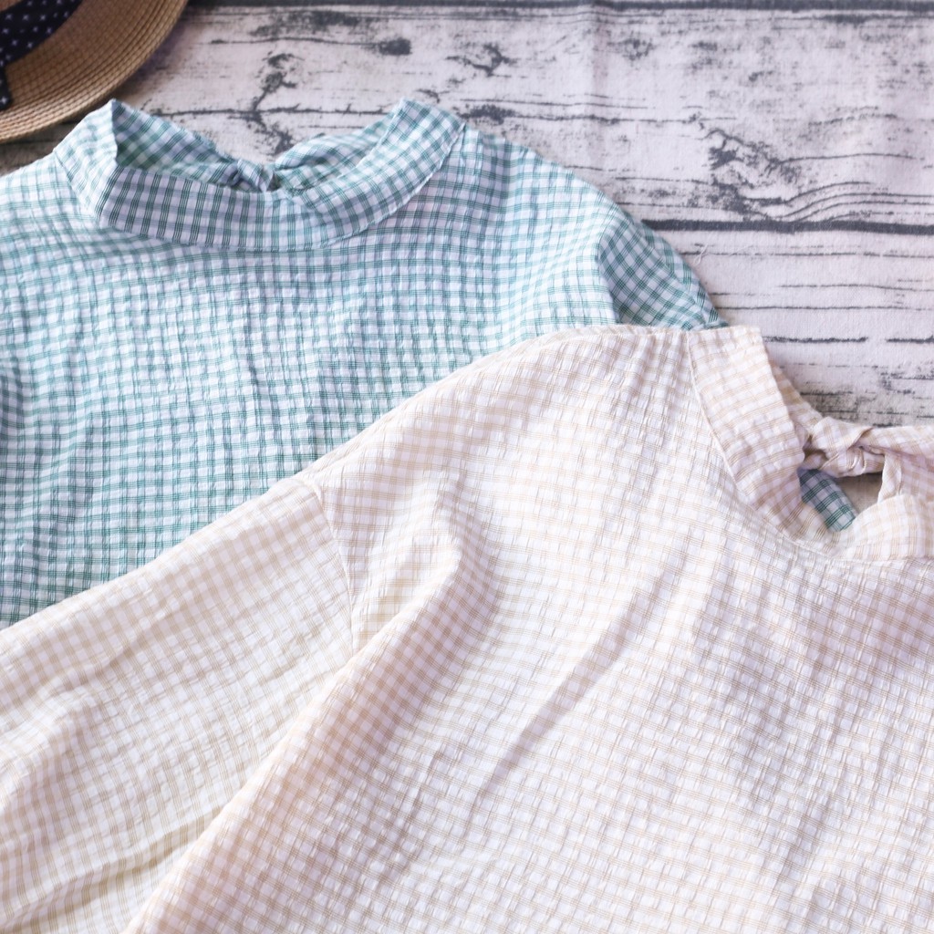 ÁO CARO NHỎ TAY BỒNG THÊU TIM