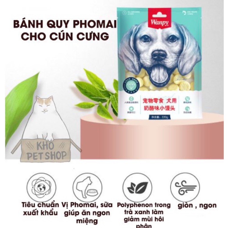 Bánh quy Wanpy vị phô mai cún (220g)