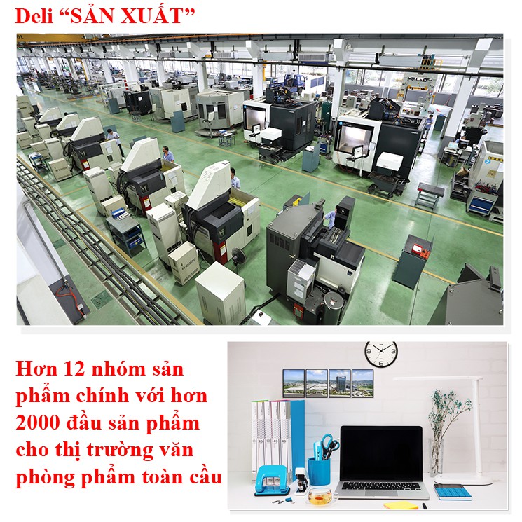 Bấm lỗ giấy Deli 138 35 tờ vỏ kim loại SPCC bền đẹp
